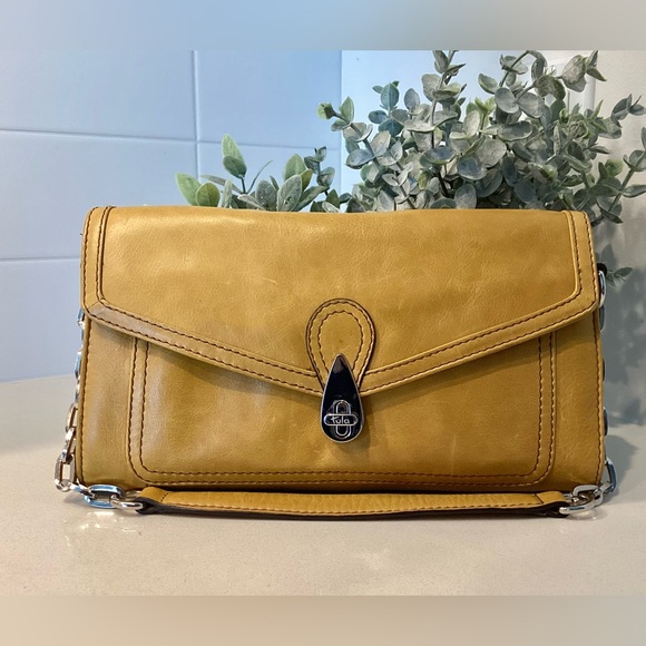 Tula Butterscotch Yellow Leather Shoulder Bag w Silver Hardware - Picture 1 of 7